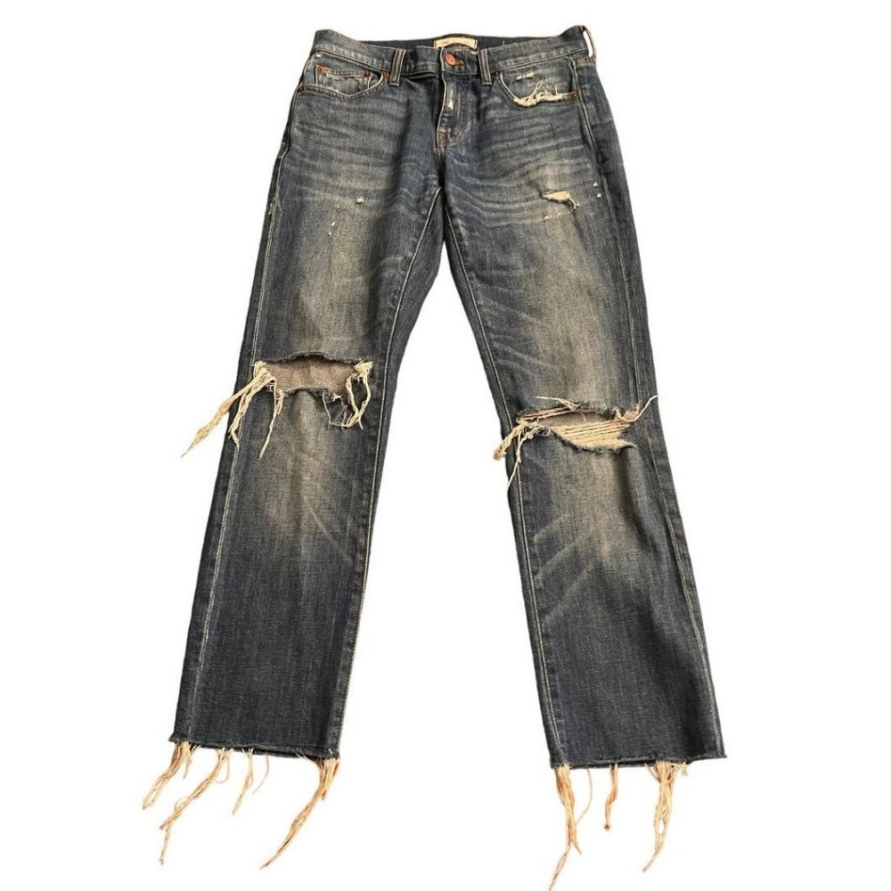 25‎ Madewell The Slim BoyJean Raw Hem Womens Jeans Distressed